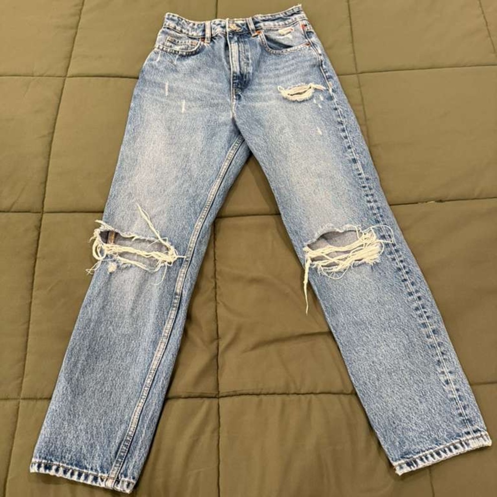 Zara Light Blue Denim Waistband Jeans